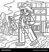 Cowboy With whiskey coloring Page For Kids Vector Image sketch template