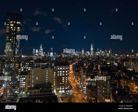 Aerial view of Midtown Manhattan from downtown in Manhattan, New York ...