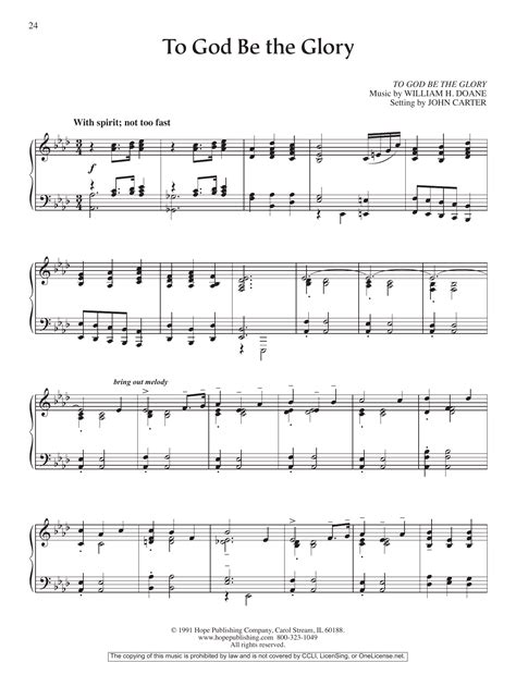 To God Be The Glory by John Carter Sheet Music for Piano Solo at Sheet ...