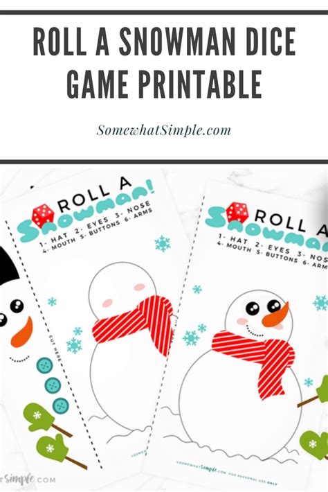 Roll A Snowman Dice Game + Printables | Christmas board games, Dice games, Snowman games