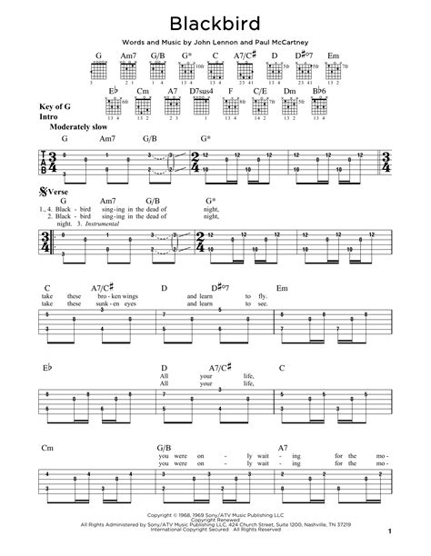 Blackbird by The Beatles - Guitar Rhythm Tab - Guitar Instructor