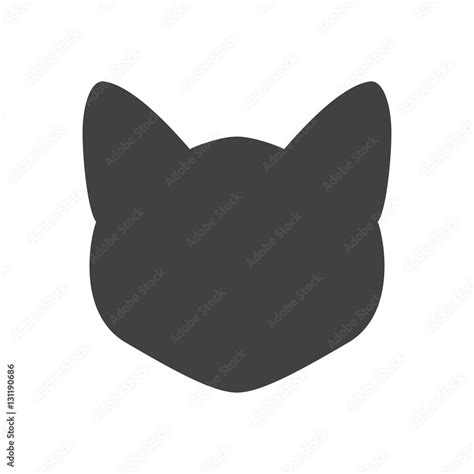 Black silhouette of cat head on a white background. Vector illustration ...