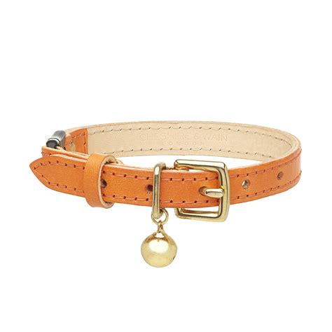 Luxury Orange Leather Cat Collar - Chelsea Cats