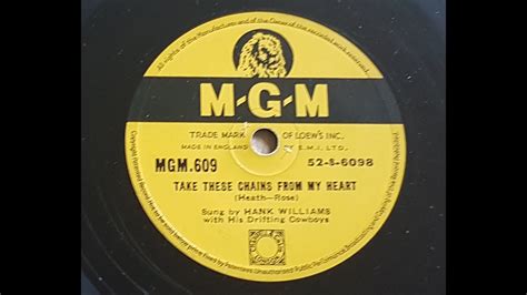 Hank Williams 'Take These Chains From My Heart' 1953 78 rpm - YouTube