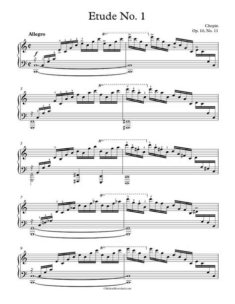 Free Piano Sheet Music – Etude No. 1 – Waterfall – Op. 10, No. 1 ...