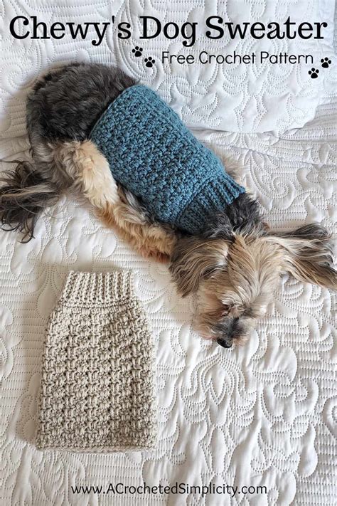 Crochet Dog Sweater Free Pattern Maria's Blue Crayon | eduaspirant.com