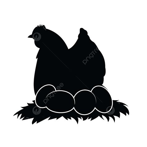 Hen Chicken Silhouette Vector PNG, Silhouettes Of Hen Chicken Chickens And Eggs Isolated On ...