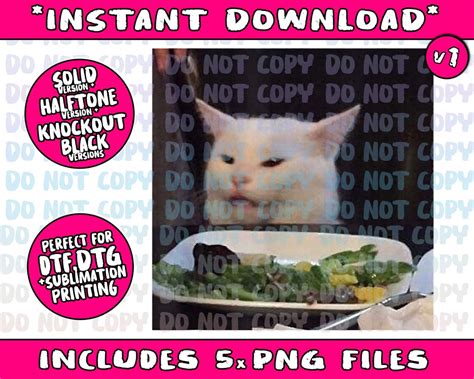 Dinner Table Cat Meme Funny Internet Yelling Confused Gift Png - Etsy