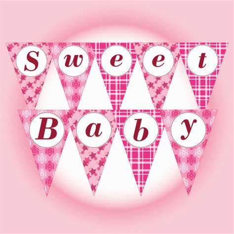 Sweet baby banner, Pink printable baby banner,Girl banner,Baby p ...