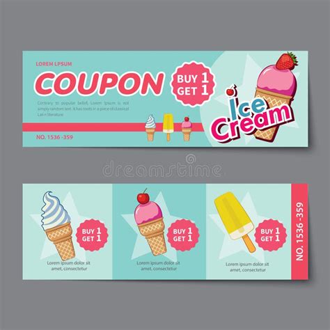 Ice Cream Coupon Discount Template Flat Design Stock Vector ...