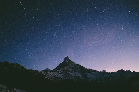 HD wallpaper: silhouette of mountains during nigh time photography, gray mountain illustration ...