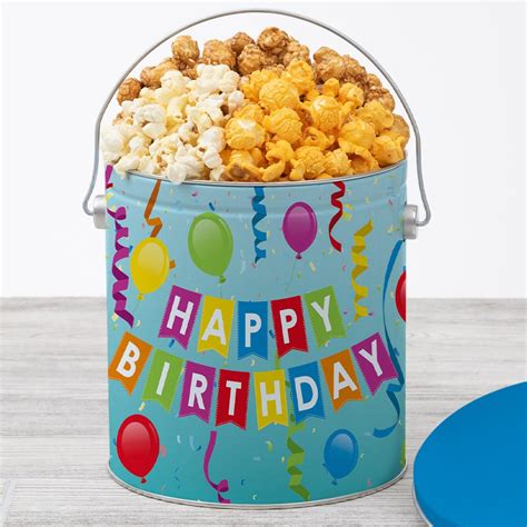 Happy Birthday Popcorn Tin by GourmetGiftBaskets.com