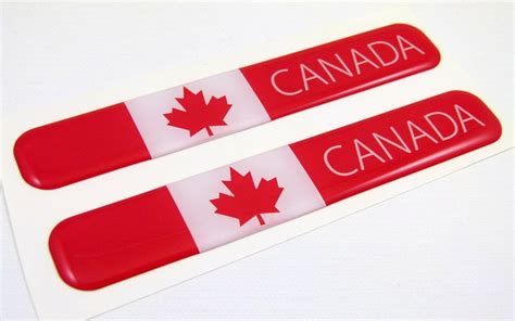 Canada Canadian Flag Domed Decal Emblem Resin car auto Stickers 5"x 0.82" 2pc., Exterior ...