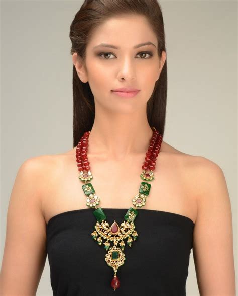 Dual Strand Red Beaded Necklace with Kundan Design by Just Jewellery | Traditional jewelry ...