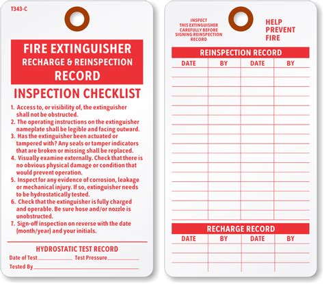 Fire Extinguisher Inspection Record Tags - Fire Extinguisher Tags