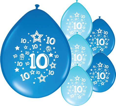 Partyangels 10 x 10th BIRTHDAY BOY/ AGE 10 BOY BLUE AND LIGHT BLUE PACK BIRTHDAY BALLOONS (PA ...