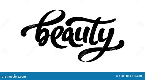 Hand Sketched Beauty Word. Vector Lettering Typography. Calligraphy Phrase. Stock Vector ...