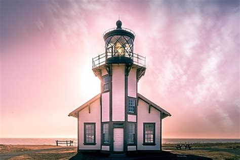 Premium Photo | Point cabrillo lighthouse at beach during sunset