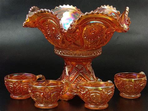 Carnival Glass Punch Bowl On Stand With Cups By Imperial Glass Ohio by CiaraAndAdamAntiques on ...