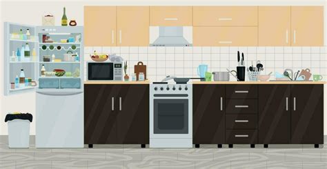 Messy Room Kitchen Composition 24854490 Vector Art at Vecteezy