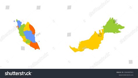 Malaysia Political Map Administrative Divisions States Stock Vector ...