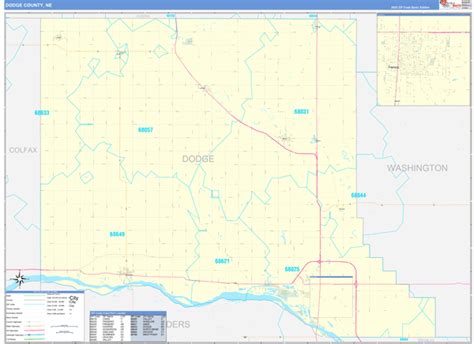 Dodge County, NE Zip Code Wall Map Basic Style by MarketMAPS - MapSales