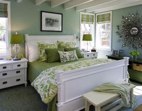 Lovely green palette for your #bedroom Green And White Bedroom, Green ...