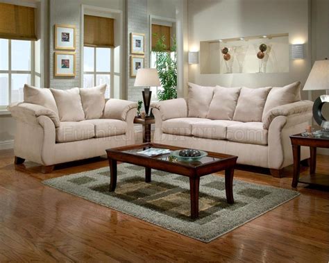 Cream Fabric Modern Loveseat & Sofa Set w/Options