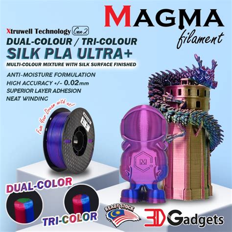 Magma Silk PLA Ultra + Dual / Tri- Color 3D Printer Filament | 3D ...