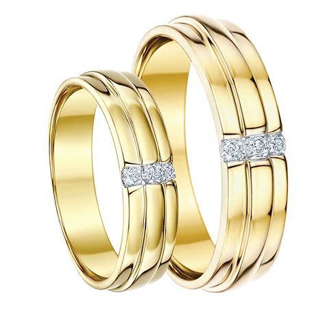 His-Hers 5&6 9ct Yellow Gold Diamond Wedding Rings - Yellow Gold at Elma UK Jewellery