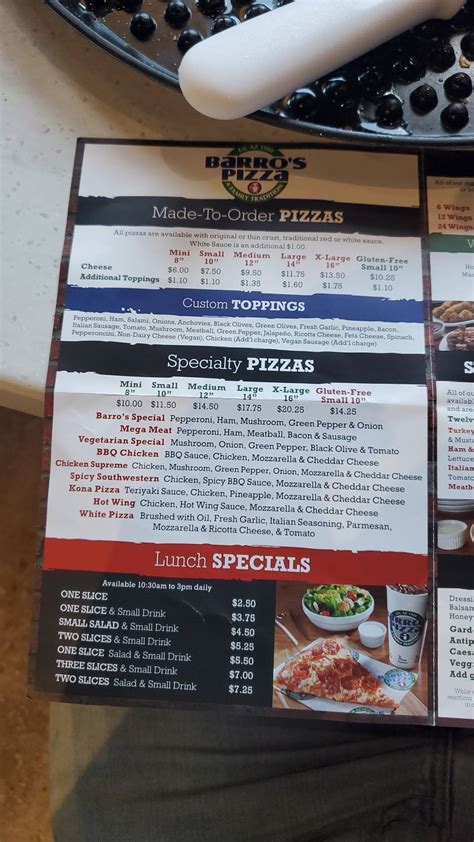 Menu at Barro's Pizza, McKinney