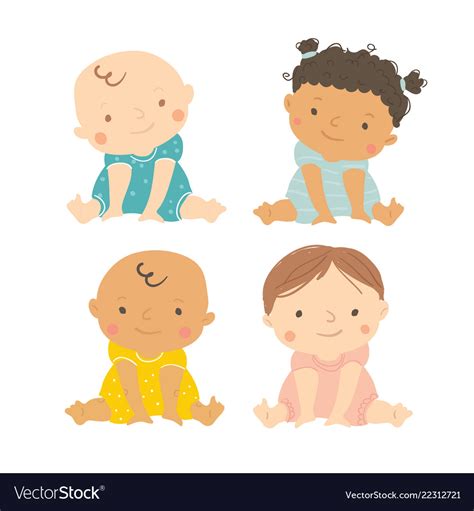 Bamulti-ethnic set babies Royalty Free Vector Image