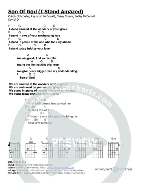 Son Of God (I Stand Amazed) Chords PDF (Vineyard Worship) - PraiseCharts