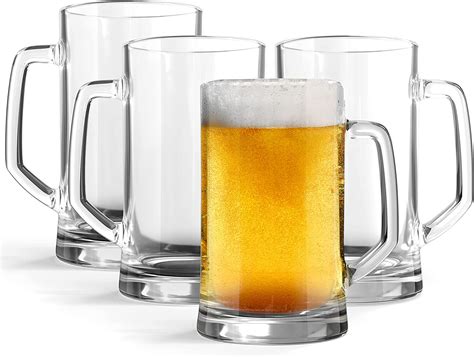 KooK Freezer Safe Thick Glass Beer Mugs, 2-Piece