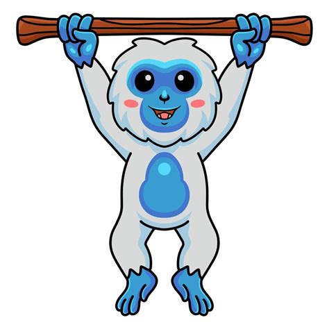 Cute little yeti cartoon hanging on tree 14802869 Vector Art at Vecteezy