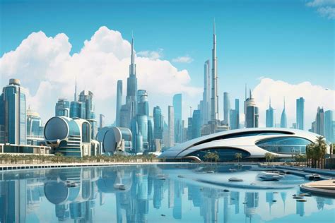 Dubai, United Arab Emirates - 3D rendering of a modern city, Panoramic ...