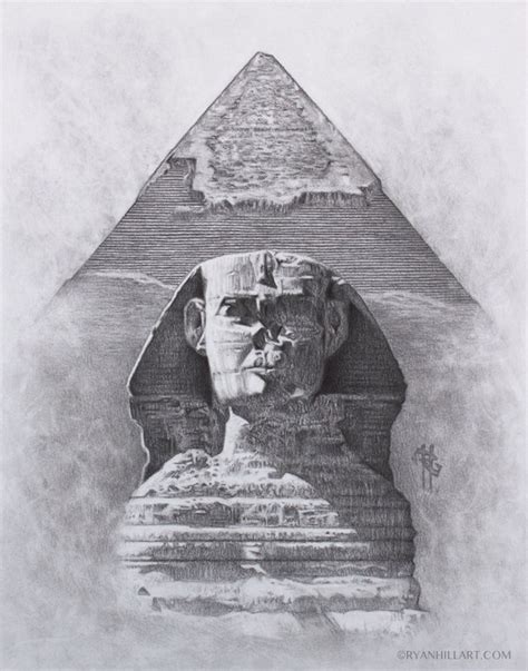 Original Drawing Sphinx Great Pyramid Giza Egypt - Etsy