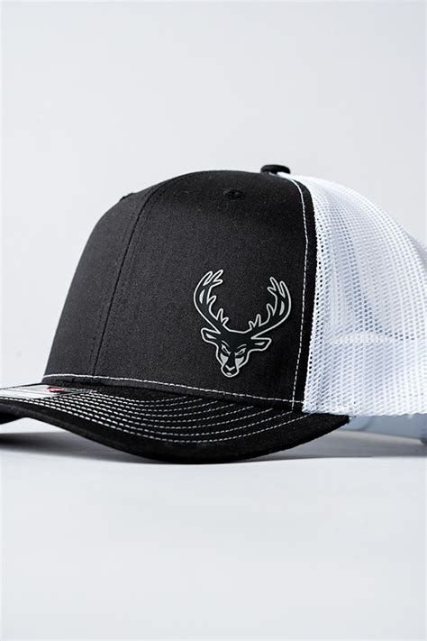 Richardson Trucker Hat - Black Hat / White Mesh - Bucked Up