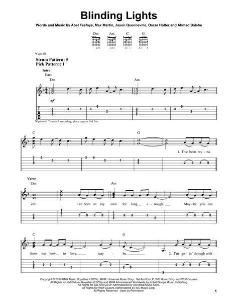 Blinding Lights by The Weeknd - Easy Guitar Tab - Guitar Instructor