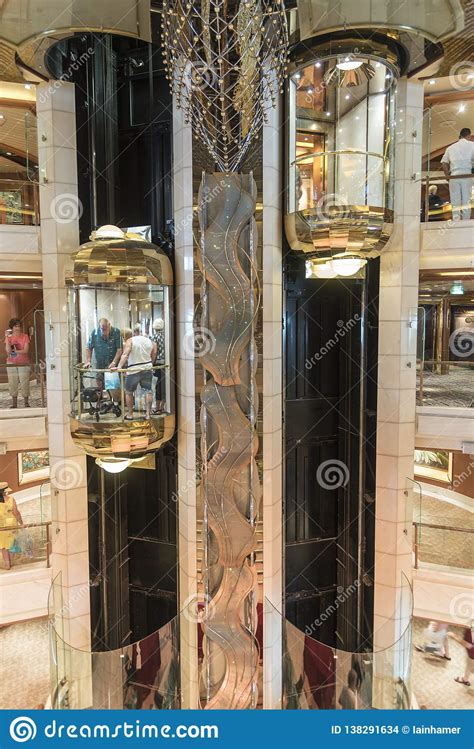 Panoramic Lifts in the Main Atrium on MV Island Princess Editorial ...