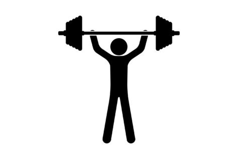 Stick Figure, Man Lifts Heavy Barbell Graphic by RNko · Creative Fabrica