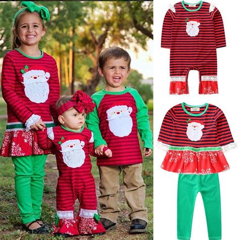 Little Sister Big Sister Matching Christmas Santa Claus Dresses Outfit ...