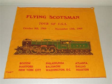Vintage 1969 FLYING SCOTSMAN Train RR Railroad USA Tour Souvenir Wall ...