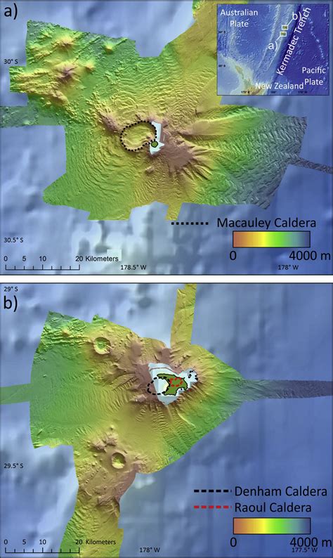 Map of the study area in the Kermadec Arc, showing extent of detailed ...