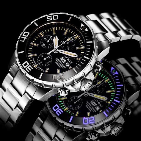 OceanicTime - DEEP BLUE DayNight Recon Valjoux 7750 Tritium T-100 10 YEAR EDITION