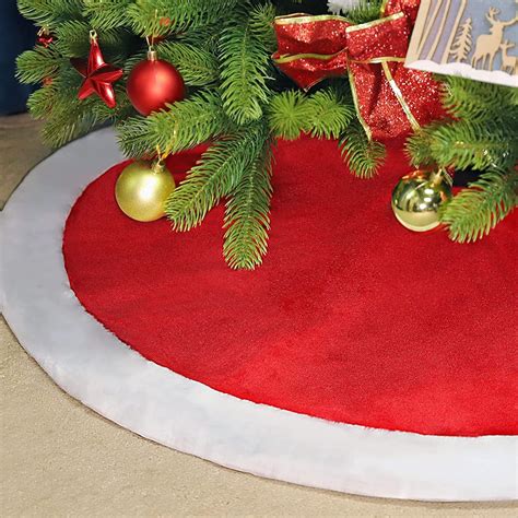 SALCAR Christmas Tree Skirts, Xmas Tree Skirt Red thickened double ...