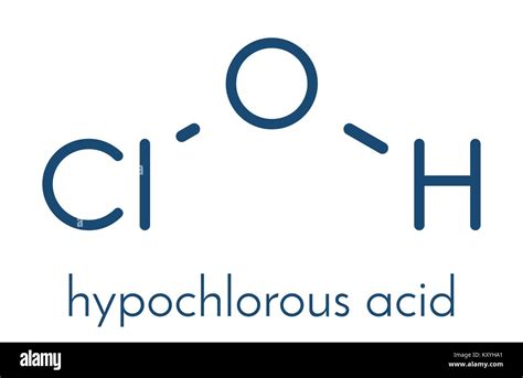 Hypochlorous acid (HClO) disinfectant molecule. Formed when chlorine is dissolved in water ...