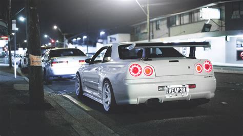 Download wallpaper 1920x1080 nissan, skyline, r34, gt-r, rear view full ...