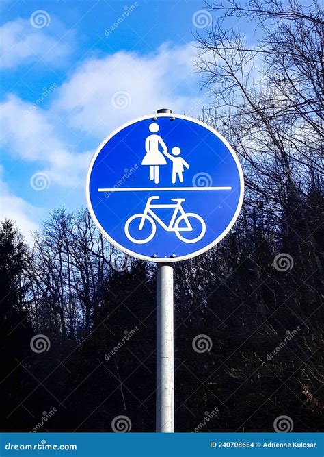 Road Sign, Pedestrian and Bicyclist Road Sign Stock Photo - Image of ...