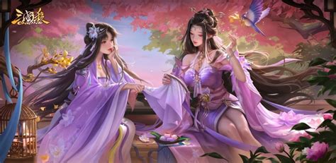 video game characters, two women, birds, Three Kings, flower in hair, petals, flowers, Three ...